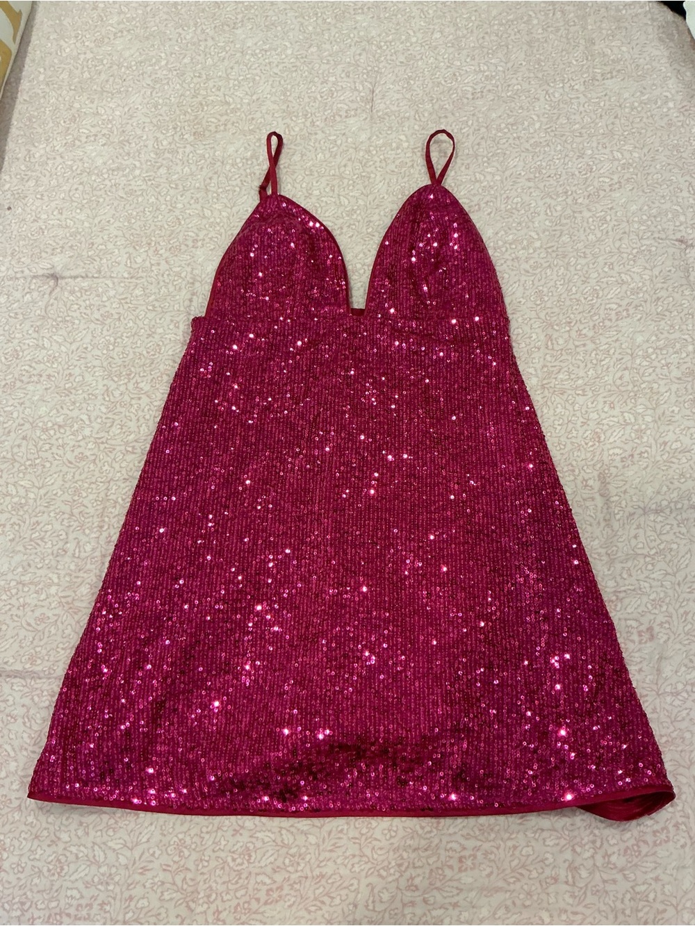 REVOLVE Fuchsia Sequin Mini Slip Dress
